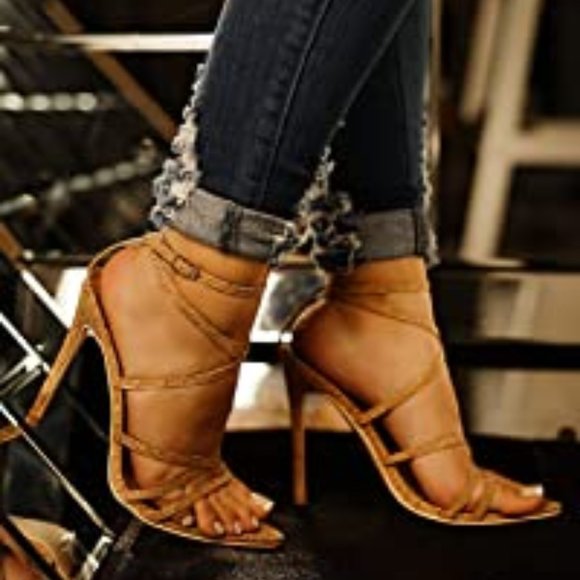 CAPE ROBBIN Ada Stiletto Heels Strappy Sandals Cork Size 6 New - Picture 1 of 11